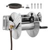 Wall Mounted Garden Hose Reel, Holds 150 ft 5/8-inch Water Hose Winder, Heavy-Duty Stainless Steel