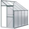 8' x 4' x 7' Hobby Greenhouse, Walk-in Lean-To Polycarbonate Hot House Kit with Aluminum Frame, Sliding Door, Roof Vent, Green