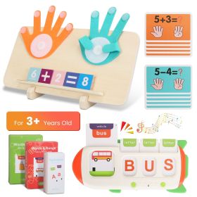 Talking Flash Cards and Finger Counting Math Board Interactive Learning Toys for Kids Aged 3+ Number Alphabet Words Song Learning