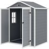 6x4.5 Outdoor Storage Shed, Lockable Tool Shed with Double Doors, Vent and Window for Garden, Cottage Style, Family Use, Gray