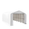 18' x 30' RV/Motorhome Storage Shelter, 17 oz PVC Fabric Cover, Front Roll-Up Door, Enclosed Rear Wall, 3-Layer Galvanized Steel Frame