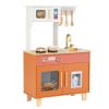 Orange Kids Play Kitchen with Realistic Faucet & Ice Dispenser, Anti-Tipping Pretend Cooking Set for Ages 3-6