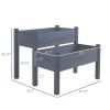 Raised Garden Bed 2-Tier Wooden Planter Box for Vegetables Herbs Flowers Gray