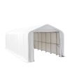 18' x 45' RV/Motorhome Storage Shelter, 17 oz PVC Fabric Cover, Front Roll-Up Door, Enclosed Rear Wall, 3-Layer Galvanized Steel Frame