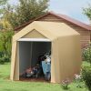 Storage Tent 7x12 Outdoor, Heavy Duty Galvanized, Beige, Waterproof Portable for Tools & Bikes