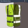 20 Pack 9 Pockets Class 2 High Visibility Zipper Front Safety Vest With Reflective Strips,Meets ANSI/ISEA Standard (Large, 156-Yellow)