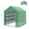 8x6x7 Walk-in Greenhouse, with Roll-up Zipper Door and Windows, 18 Shelves, PE Cover, UV protective for Garden, Green
