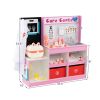 Pink Wooden Doctor Office Playset with X-ray ECG Monitor Sink Height Measurer for Toddlers 3-6