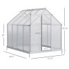 8' x 6' Aluminum Greenhouse Polycarbonate Walk-in Garden Greenhouse Kit with Adjustable Roof Vent, Rain Gutter and Sliding Door for Winter