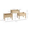 3pc Wooden Garden Box Set, Elevated Plant Stand with Two-Tiered Design, Drainage Holes, Natural