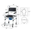 2-in-1 Aluminum Commode Shower Wheelchair Bath/Toilet Use, Adjustable Height (38"-42"), Foldable Pedal, Aluminum Alloy Frame, Soft Sponge Cushion