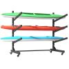 41"H Freestanding Kayak Storage Rack â€“ Holds 3 Kayaks, Heavy-Duty Adjustable Stand with Lockable Wheels for Kayak, Canoe, SUP & Surfboard