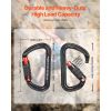 Auto Locking Carabiner Clips, 3 PCS Heavy Duty Caribiner, Professional 30 KN / 6744 lbs Spindle Strength, D-Shaped for Climbing,Hiking,Rappelling