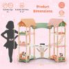 3-Tier Dollhouse with 7 Rooms & 31 Cute Furniture, MDF+Pine Wood Corner Design Kids Toy