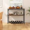 3 Shelves Kitchen Island Industrial Prep Table with Bottom Wine Rack