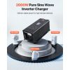Pure Sine Wave Inverter Charger, 2000W, DC 12V to AC 120V Power Inverter with LCD Display, Remote Control, Low Frequency, GFCI, for RV Camper Home