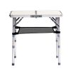 Portable Adjustable Height Folding Table with Mesh Storage Shelf â€“ Lightweight Aluminum Camping Table, 2 Height Settings