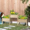 3pc Wooden Garden Box Set, Elevated Plant Stand with Two-Tiered Design, Drainage Holes, Natural