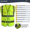 20 Pack 9 Pockets Class 2 High Visibility Zipper Front Safety Vest With Reflective Strips,Meets ANSI/ISEA Standard (Large, 156-Yellow)