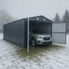 Pro Series 10' x 20' Metal Garage Shed with Double Front Doors and Side Entry Door, 8' Peak Height TMG-MS1020B