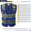 9 Pockets High Visibility Zipper Front MESH Blue Safety Vest | Blue with Dual Tone High Reflective Strips | ANSI/ISEA Standards (100-Blue, L)