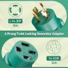 NEMA L14-30P to 14-50R RV Generator Adapter, 30 Amp to 50 Amp Twist Locking Generator 4 Prong Male Plug to 4 Prong RV Female