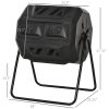 Tumbling Compost Bin Outdoor 360Â° Dual Chamber Rotating Composter 43 Gallon, Black