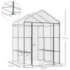 Walk-in Greenhouse, 5' x 5' x 6', Hot House with 3-Tier Shelving, Roll-Up Door, for Outdoor & Garden
