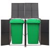 Double Wheelie Bin Shed Black 55.1"x31.5"x46.1" Poly Rattan