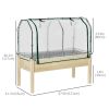 Raised Garden Bed with PE Greenhouse Cover Outdoor Elevated Wood Planter Box for Herbs and Vegetables, Use for Patio, Backyard, Balcony
