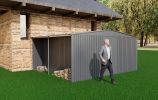 New Outdoor Storage Shed has two Functions: Metal shed and Firewood Shed 13 ftÃ—11 ft ,Grey