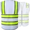 9 Pockets High Visibility Zipper Front Safety Vest | White with Dual Tone High Reflective Strips | Meets ANSI/ISEA Standards (901-White, Large)