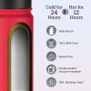 24 oz Insulated Water Bottle with Straw Lid, Stainless Steel Double Wall Vacuum, Leak Proof, BPA Free, Keep Cold for 24H & Hot for 12H(Red)