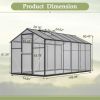 6' x 12' Thicked Polycarbonate Greenhouse, Greenhouse with Double Flush Door, Rain Gutter and Ventilation Window, Green House for Sunroom, Garden