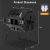 Outdoor Compost Tumbler Dual Chamber, Outdoor Tumbling Composter Dual Rotating Batch Compost Bin, 42 Gallon, Black