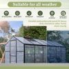 6' x 12' Thicked Polycarbonate Greenhouse, Greenhouse with Double Flush Door, Rain Gutter and Ventilation Window, Green House for Sunroom, Garden