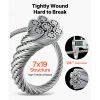 1/4 Inch Wire Rope, 250 ft Length, Zinc Galvanized Carbon Steel Cable with Gloves, 7000 lbs Breaking Strength, 7 x 19 Strands Construction