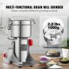 1000g Electric Grain Mill Grinder, High Speed 3000W Commercial Spice Grinders, Stainless Steel Pulverizer Powder Machine