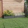 96" x 24" x 10" Wooden Raised Garden Bed with 2 Planter Boxes and Non-woven Fabric Liner for Patio, Gray