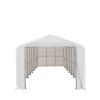 18' x 45' RV/Motorhome Storage Shelter, 17 oz PVC Fabric Cover, Front Roll-Up Door, Enclosed Rear Wall, 3-Layer Galvanized Steel Frame