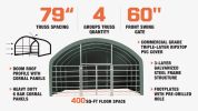 20' x 20' Livestock Corral Shelter, Powder Coated Structure, 12' Dome Roof, 17 oz Military Green PVC Fabric Covering, 6-Bar Corral Panels