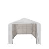 18' x 30' RV/Motorhome Storage Shelter, 17 oz PVC Fabric Cover, Front Roll-Up Door, Enclosed Rear Wall, 3-Layer Galvanized Steel Frame