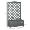 46" Wooden Planter with Trellis, Raised Garden Bed to Grow Vegetables, Herbs, Flowers for Backyard, Patio, Gray