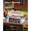 Hot Dog Roller, 12 Hot Dog 5 Rollers, Stainless Steel Sausage Grill Cooker, 750W Commercial Hot Dog Machine with Dual Temp Control, Cover