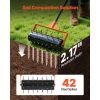 Rolling Lawn Aerator, 15 in Manual Push Aerator Roller with 42 Spikes & 60 in Long Handle, Fillable Drum for Added Weight