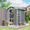 6' x 4' Outdoor Storage Shed, Plastic Shed with Floor, Window, Lockable Door and Vents for Outdoor Patio Storage, Gray