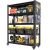 78"H 5 Tier Adjustable Shelving with Pegboard and Wheel, Heavy Duty Storage Shelves, Metal Shelving Unit Multipurpose Shelf for Warehouses, Garages