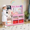 Pink Wooden Doctor Office Playset with X-ray ECG Monitor Sink Height Measurer for Toddlers 3-6