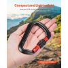 Climbing Carabiner Clips, 3 PCS Heavy Duty Caribiner, Professional 30 KN / 6744 lbs Spindle Strength, Large D-Shaped for Hiking,Rappelling,Rescue