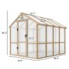 6.6 x 8 FT Polycarbonate Greenhouse Wooden Walk-in Greenhouse Kit with Thickened Panels, Roof Vent and Lockable Door